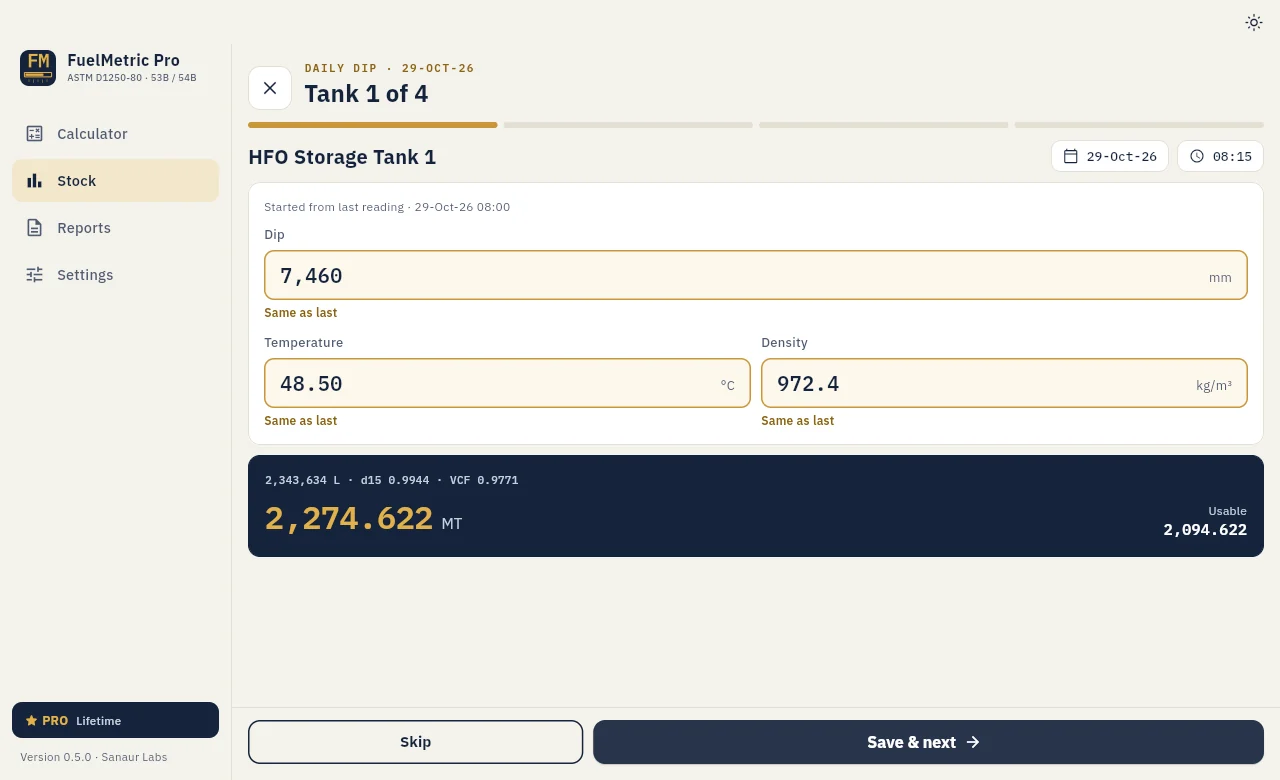 Daily dip round, tank 1 of 4